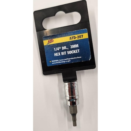 Atd Tools ATD 1/4-Inch Drive 3mm Hex Bit Socket 207